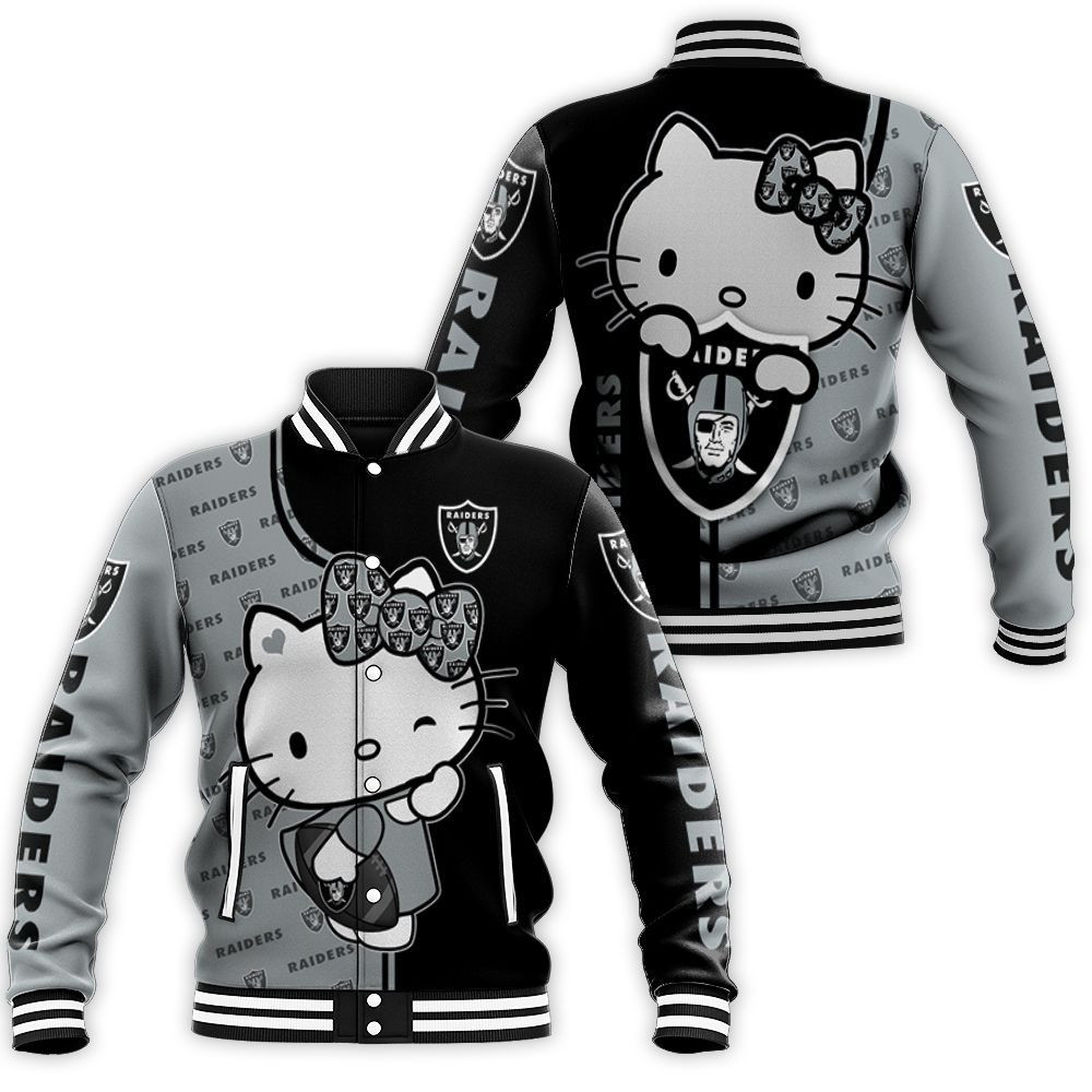 Oakland Raiders Hello Kitty Fan 3d Jersey Baseball Jacket for Men Women