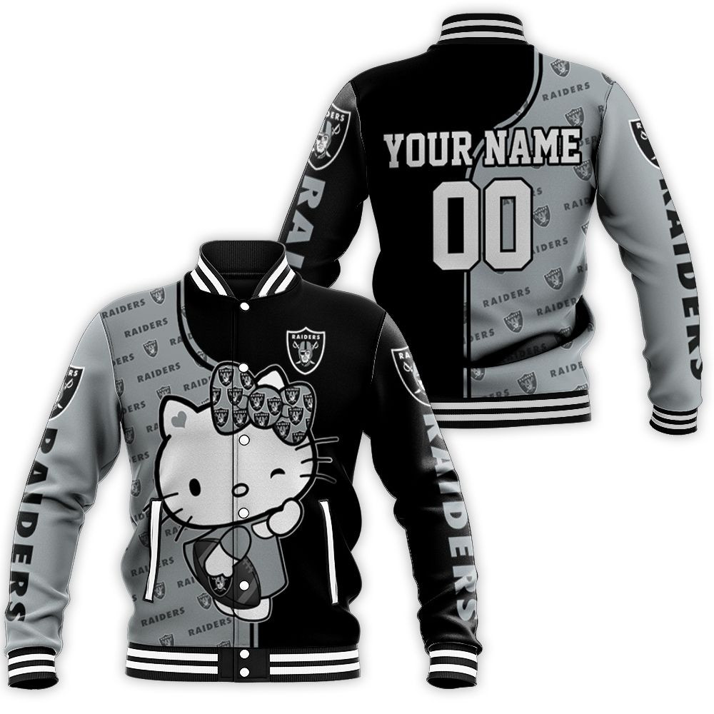 Oakland Raiders Hello Kitty Fans Personalized Baseball Jacket for Men Women