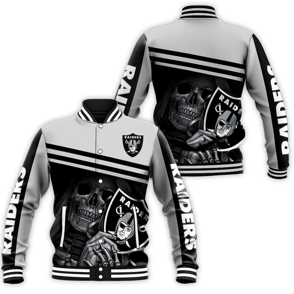 Oakland Raiders Skull Maiden Fan 3d Jersey Baseball Jacket for Men Women