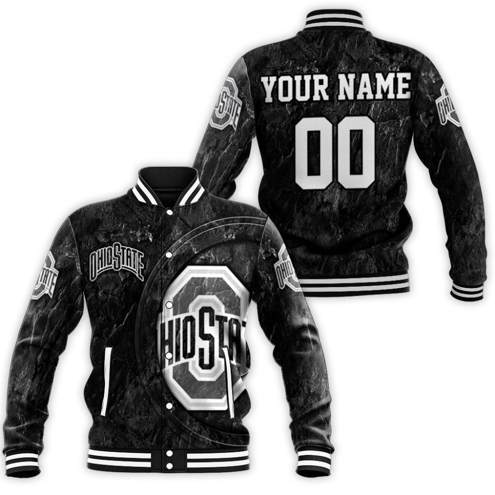 Ohio State Buckeyes Cracked Ground 3d Printed Personalized Baseball Jacket for Men Women