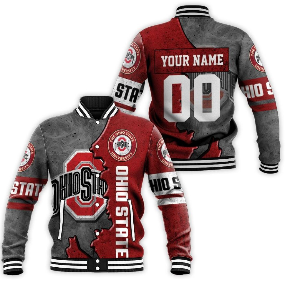 Ohio State Buckeyes Football 3d Personalized Baseball Jacket for Men Women