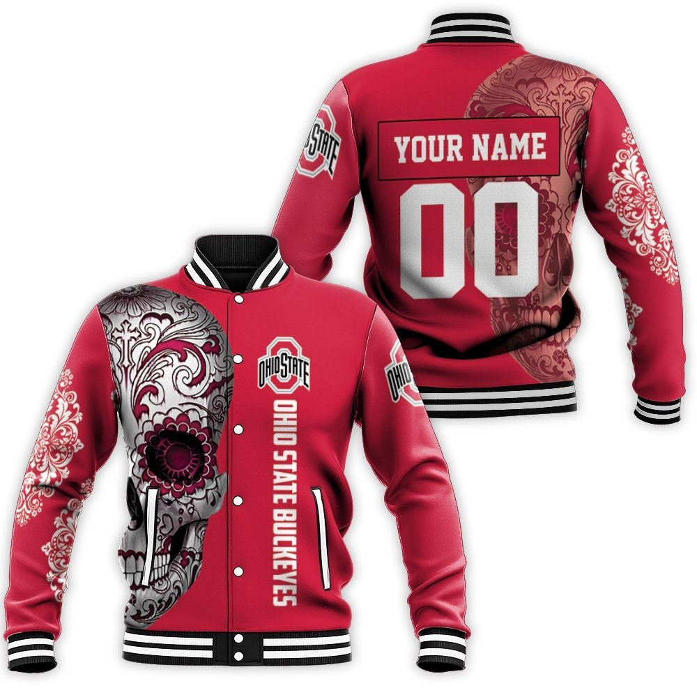 Ohio State Buckeyes Sugar Skull 3d Personalized 1 Baseball Jacket for Men Women