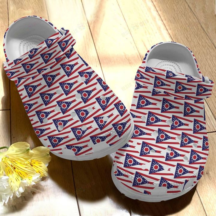 Ohio White Sole Flag Pattern Crocs Classic Clogs Shoes