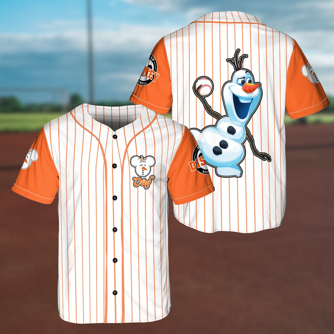 Olaf Frozen Baseball Jersey Disney Unisex Cartoon MLB Baseball Jersey Shirt Men Women