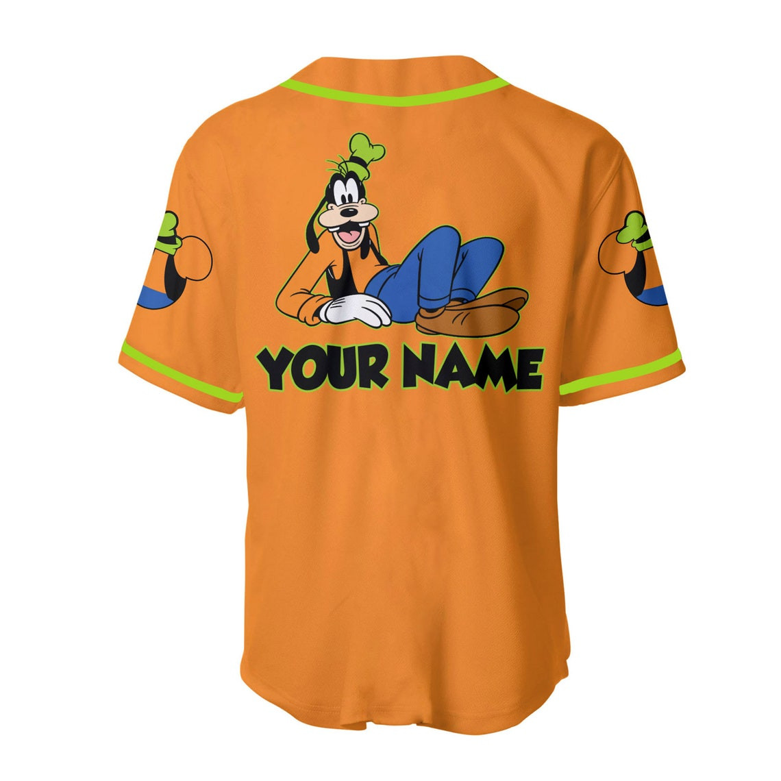 Orange Goofy Disney Personalized Baseball Jersey Disney Unisex Cartoon Custom Baseball Jersey Shirt Men Women