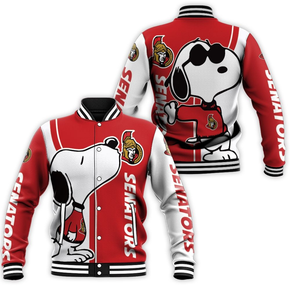 Ottawa Senators Snoopy Lover 3d Printed Baseball Jacket for Men Women