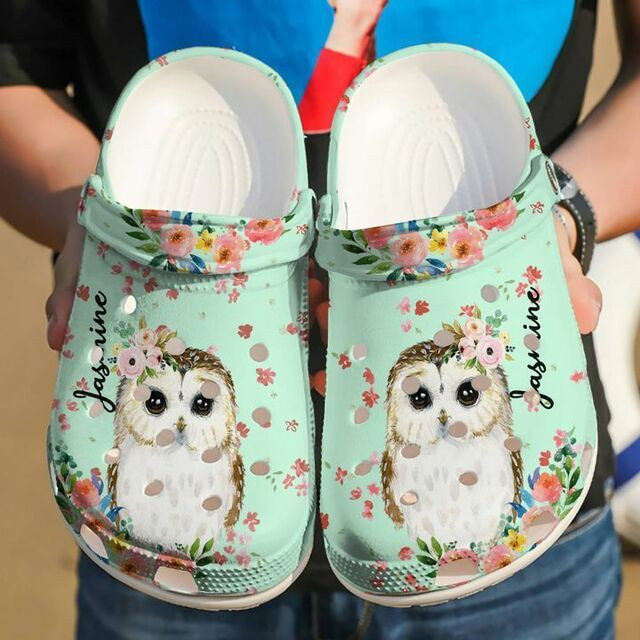 Owl Personalized Lovely Flower 102 Gift For Lover Rubber Crocs Clog Shoes Comfy Footwear