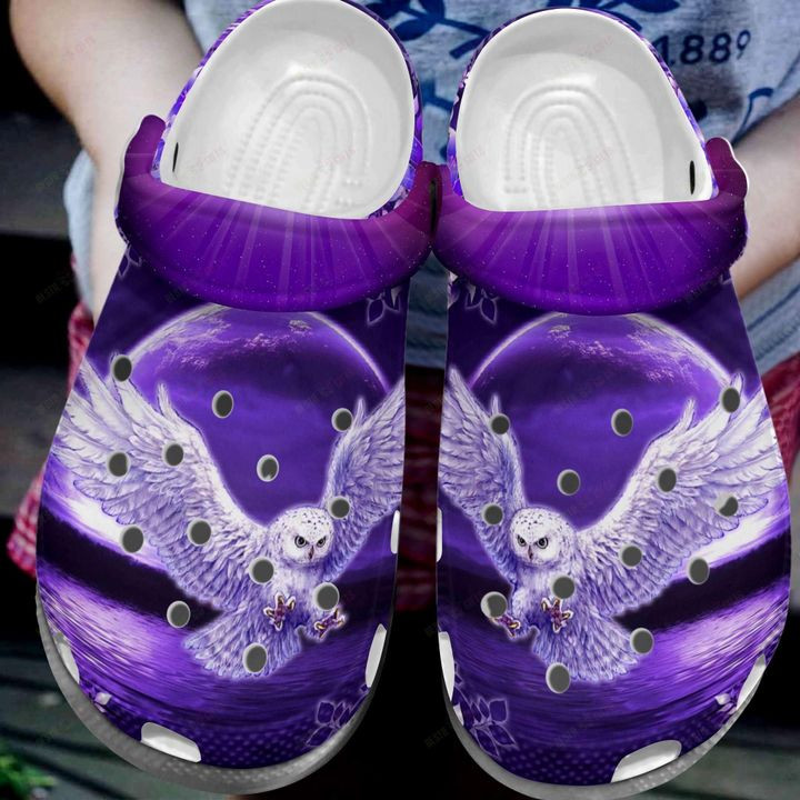 Owl Purple Moonlight Crocs Classic Clogs Shoes PANCR0452
