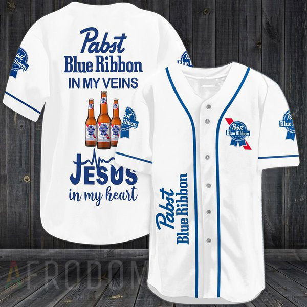 Pabst Blue Ribbon In My Veins Baseball Jersey