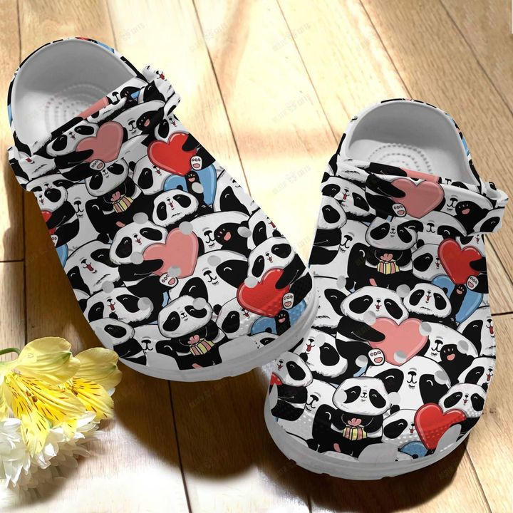 Panda Love White Sole Crocs Classic Clogs Shoes