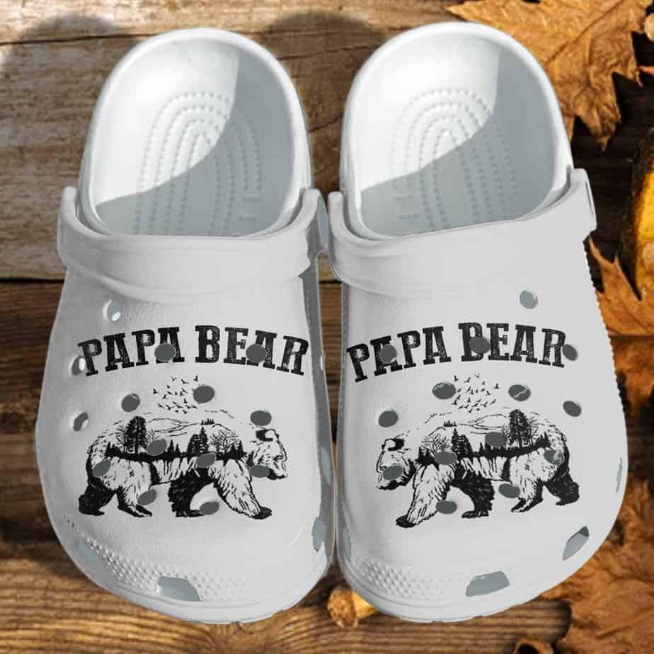Papa Bear Shoes Crocs For Fathers Day Camping Dad Bear Shoes For Men Grandpa
