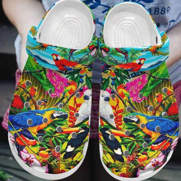 Parrot Crocs Classic Clogs Shoes