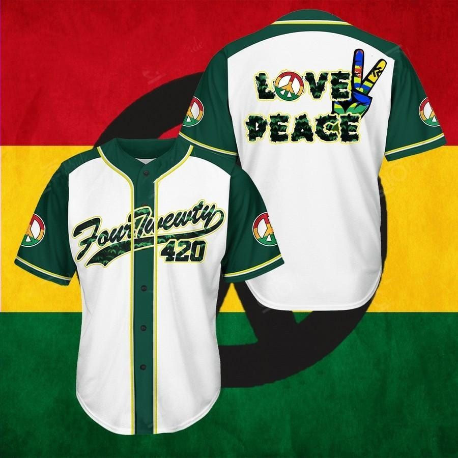 Peace Love And Chill 420 Hippie Baseball Jersey