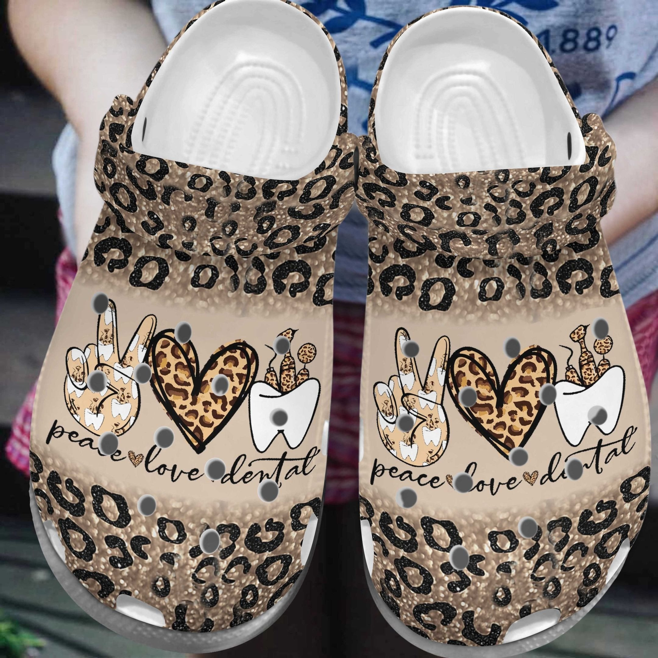 Peace Love Dental Shoes - Dentist Crocs Clogs Birthday Gift For Friends