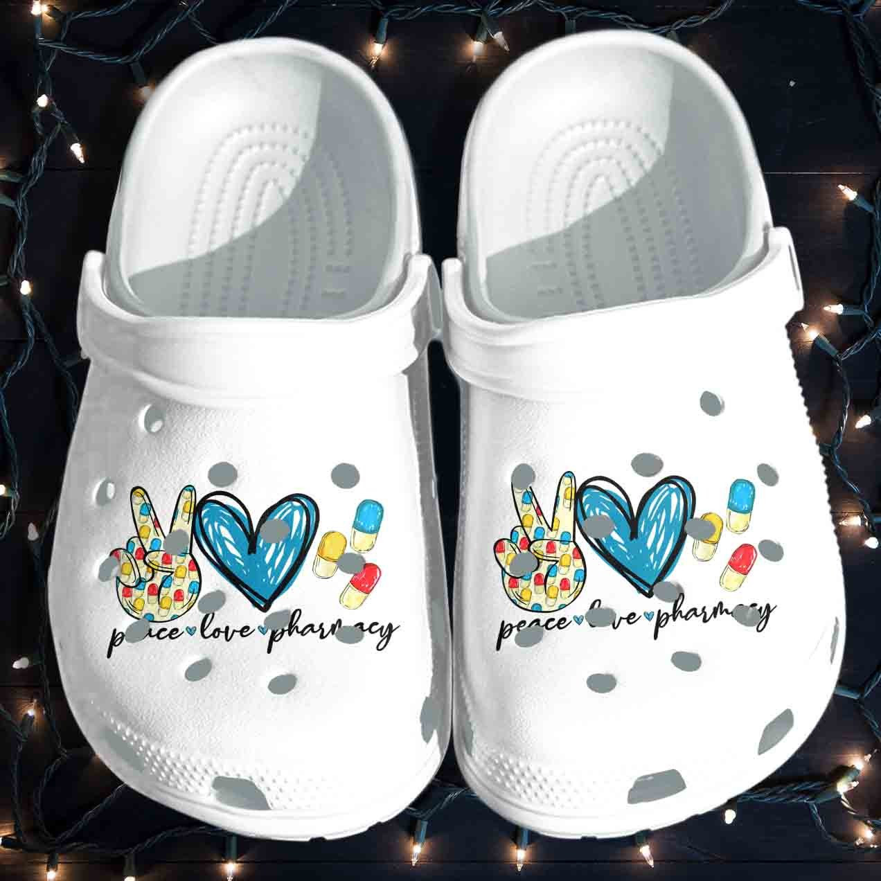 Peace Love Pharmacy Shoes Crocs Clogs Birthday Gift For Men Women