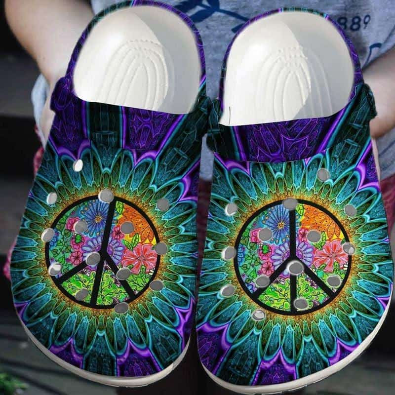 Peace Trippy Hippie Shoes Crocs Hippie Flower Clog
