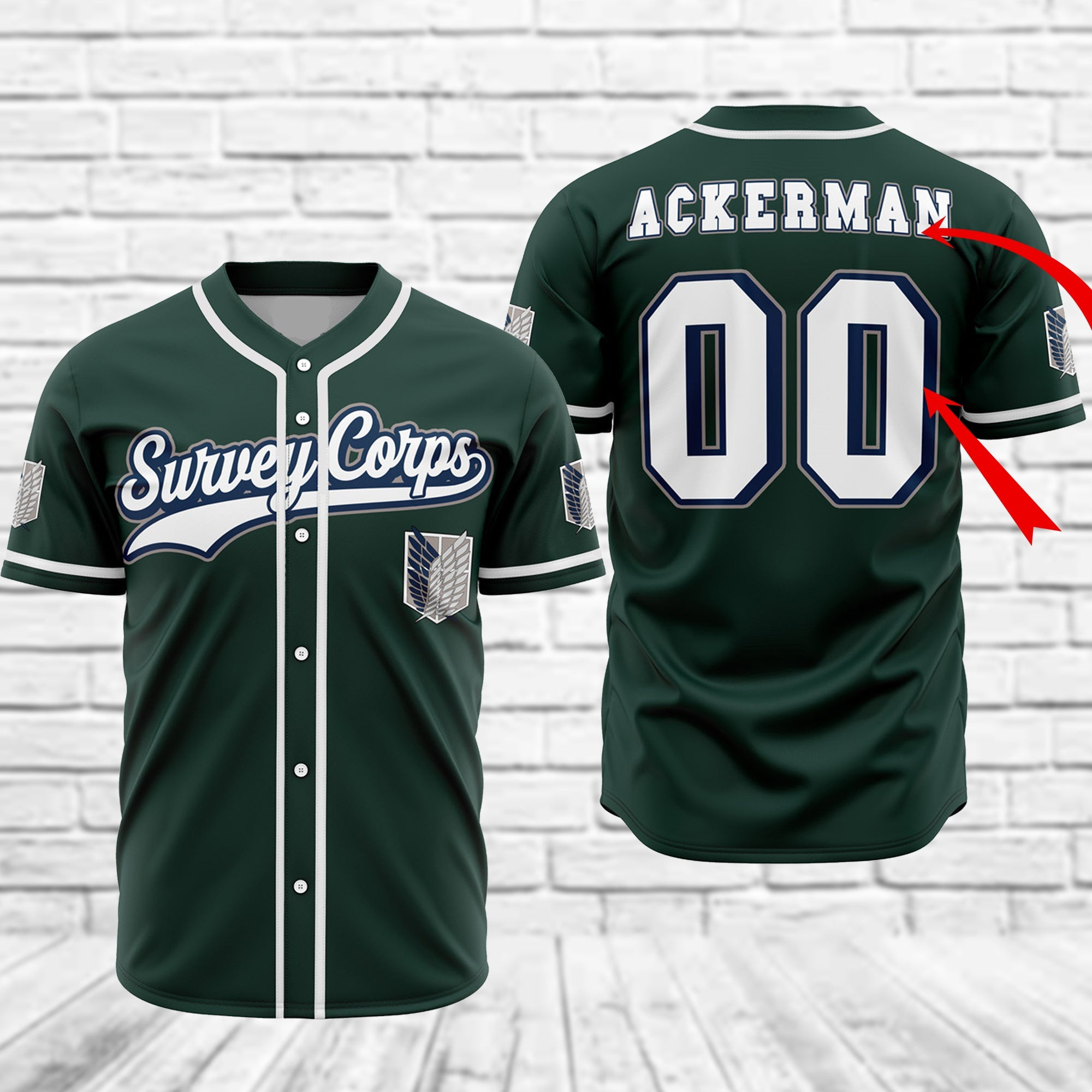 Personalized Ackerman Survey Corps Attack on Titan Baseball Jersey