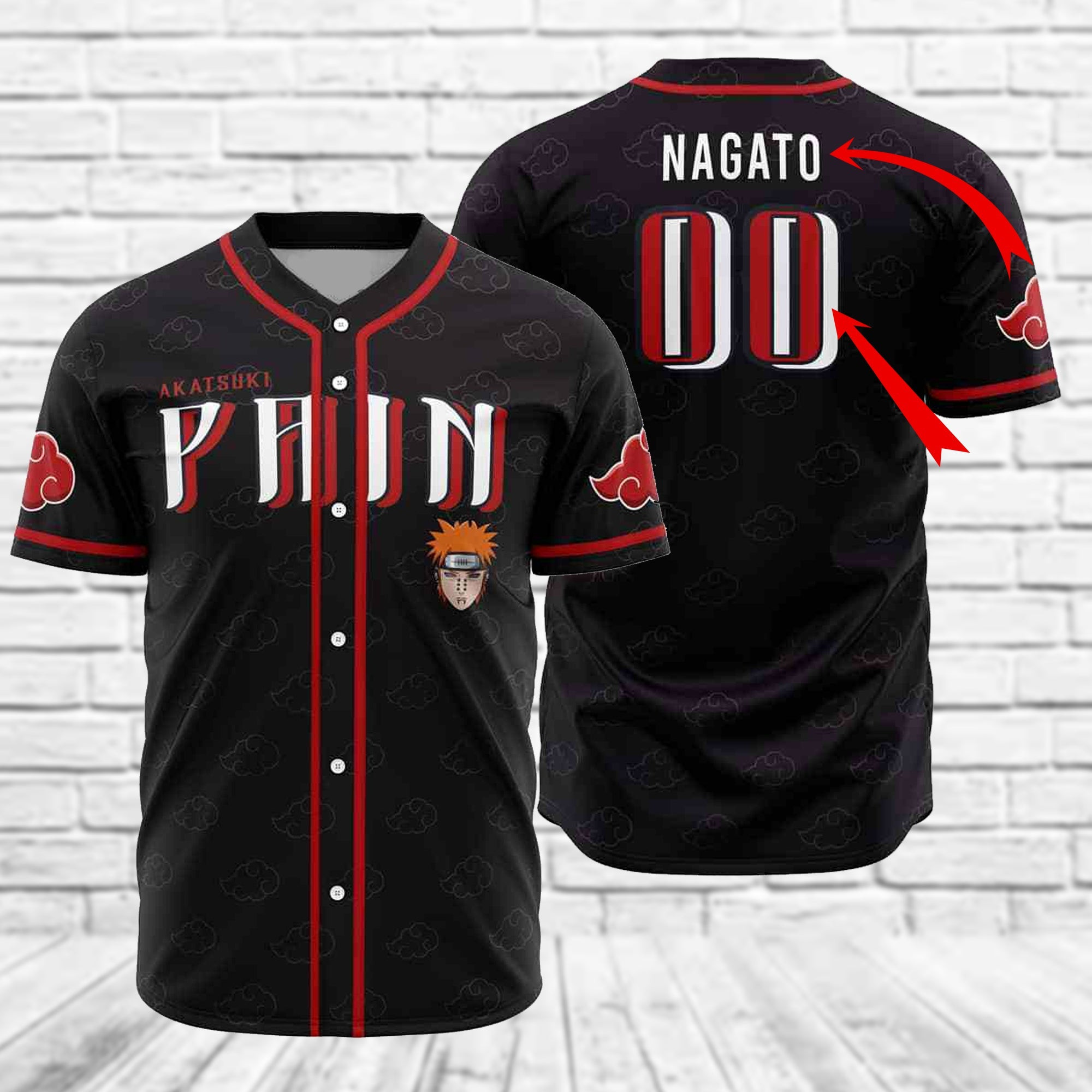 Personalized Akatsuki Pain Naruto Baseball Jersey