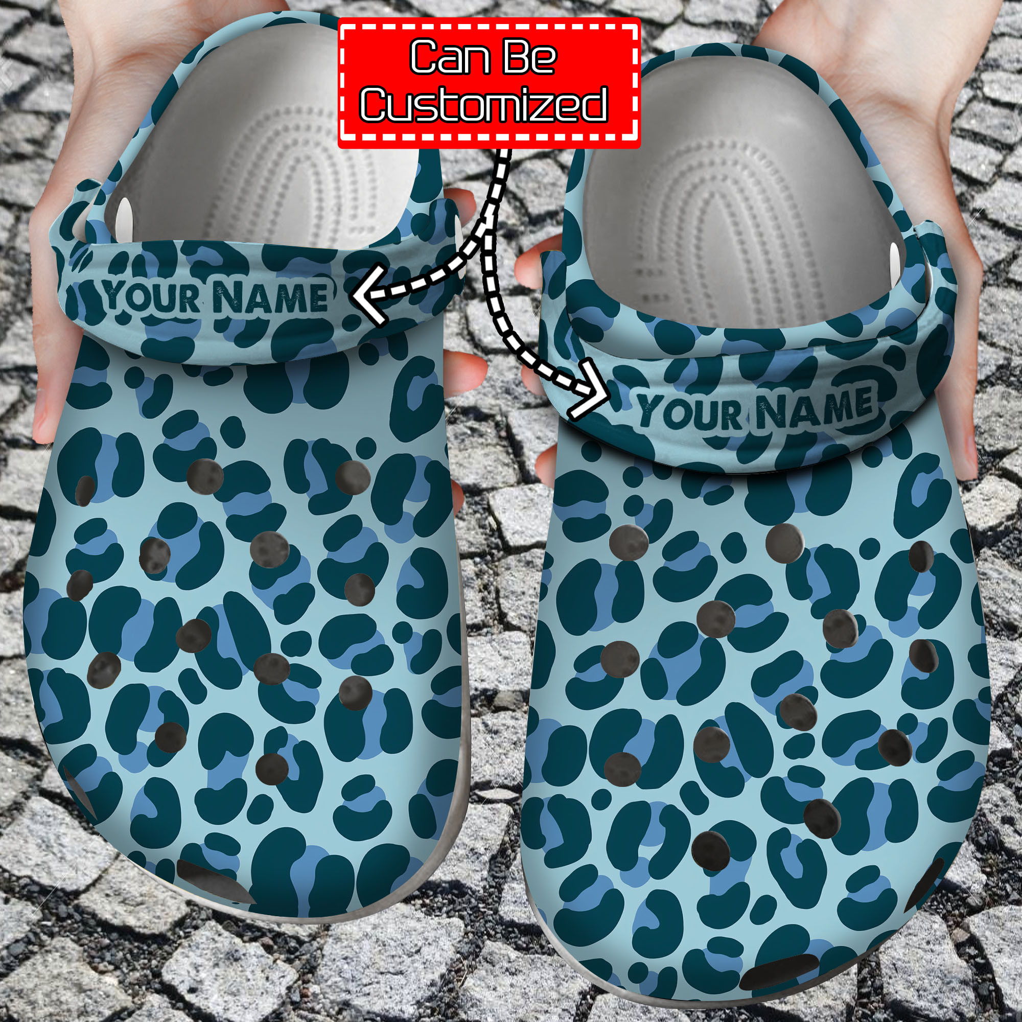 Personalized Animal Blue Print Pattern Crocs Clog Shoes
