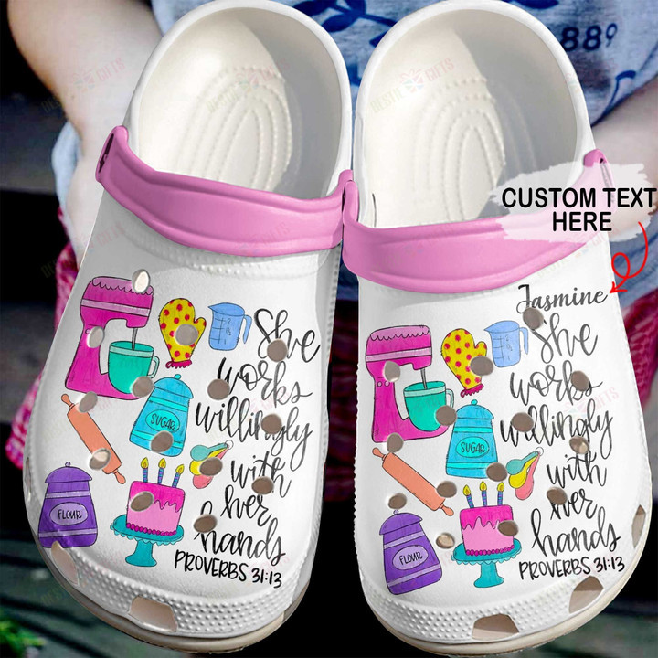 Personalized Baking She Works Willingly Crocs Classic Clogs Shoes