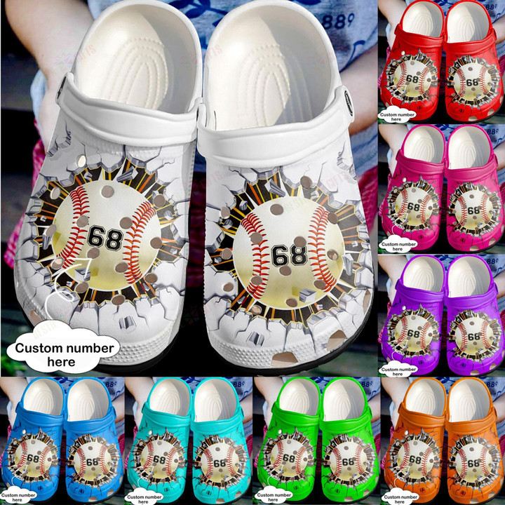 Personalized Baseball Broken Wall Crocs Classic Clogs Shoes