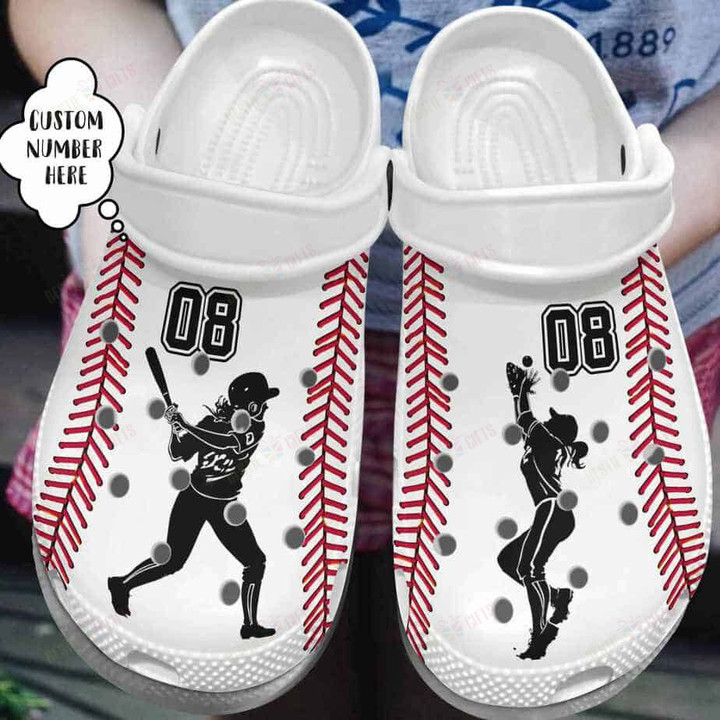 Personalized Baseball Girl Batter Player Crocs Classic Clogs Shoes