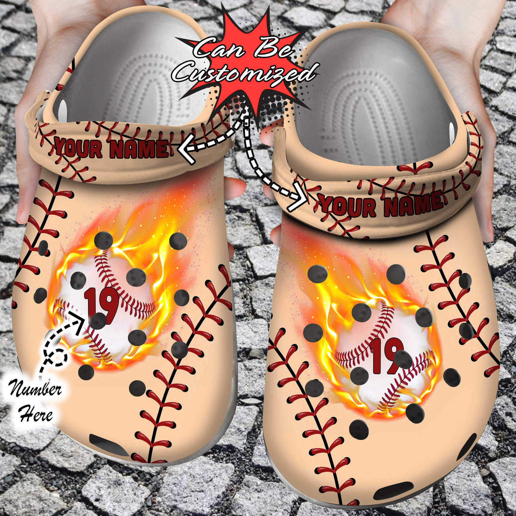 Personalized Baseball On Fire Crocs Clog Shoes Sport Crocs