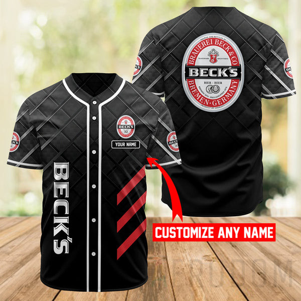 Personalized Black Becks Beer Baseball Jersey