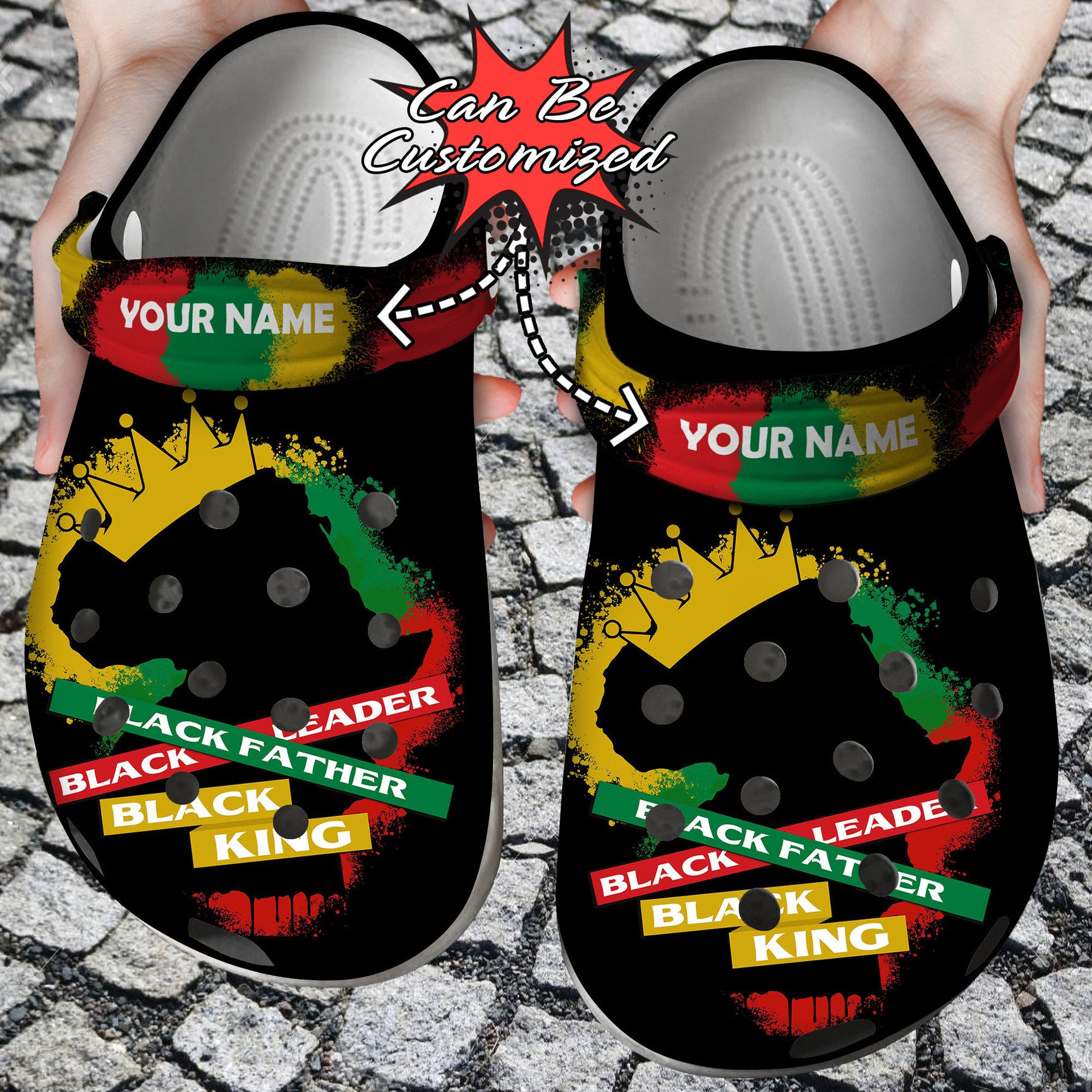 Personalized Black Father Black Leader Black King Crocs Clog Shoes Fathers Custom Crocs