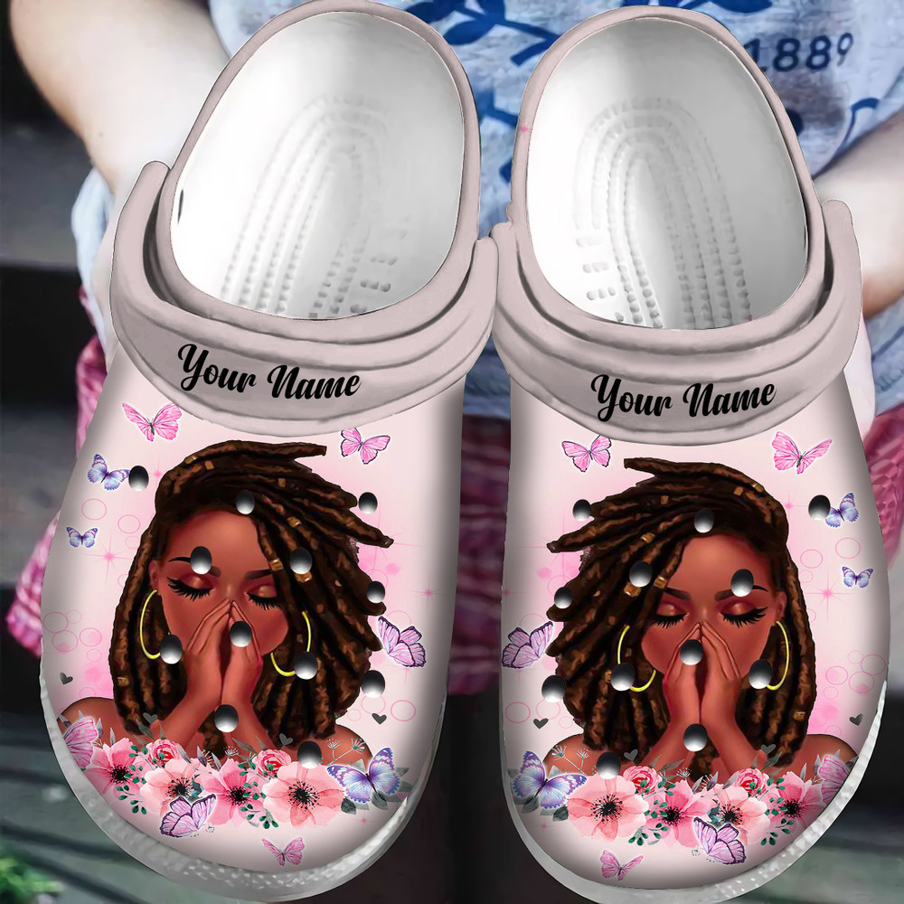 Personalized Black Girl African American Crocs Classic Clogs Shoes