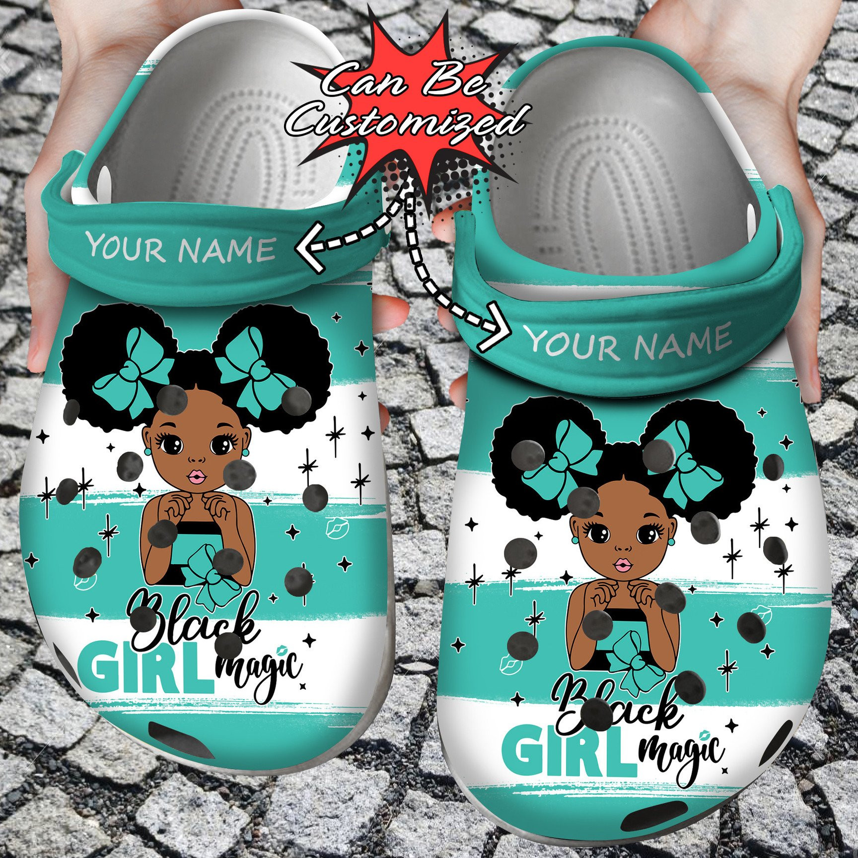 Personalized Black Girl Magic Crocs Clog Shoes Afro Girl Crocs