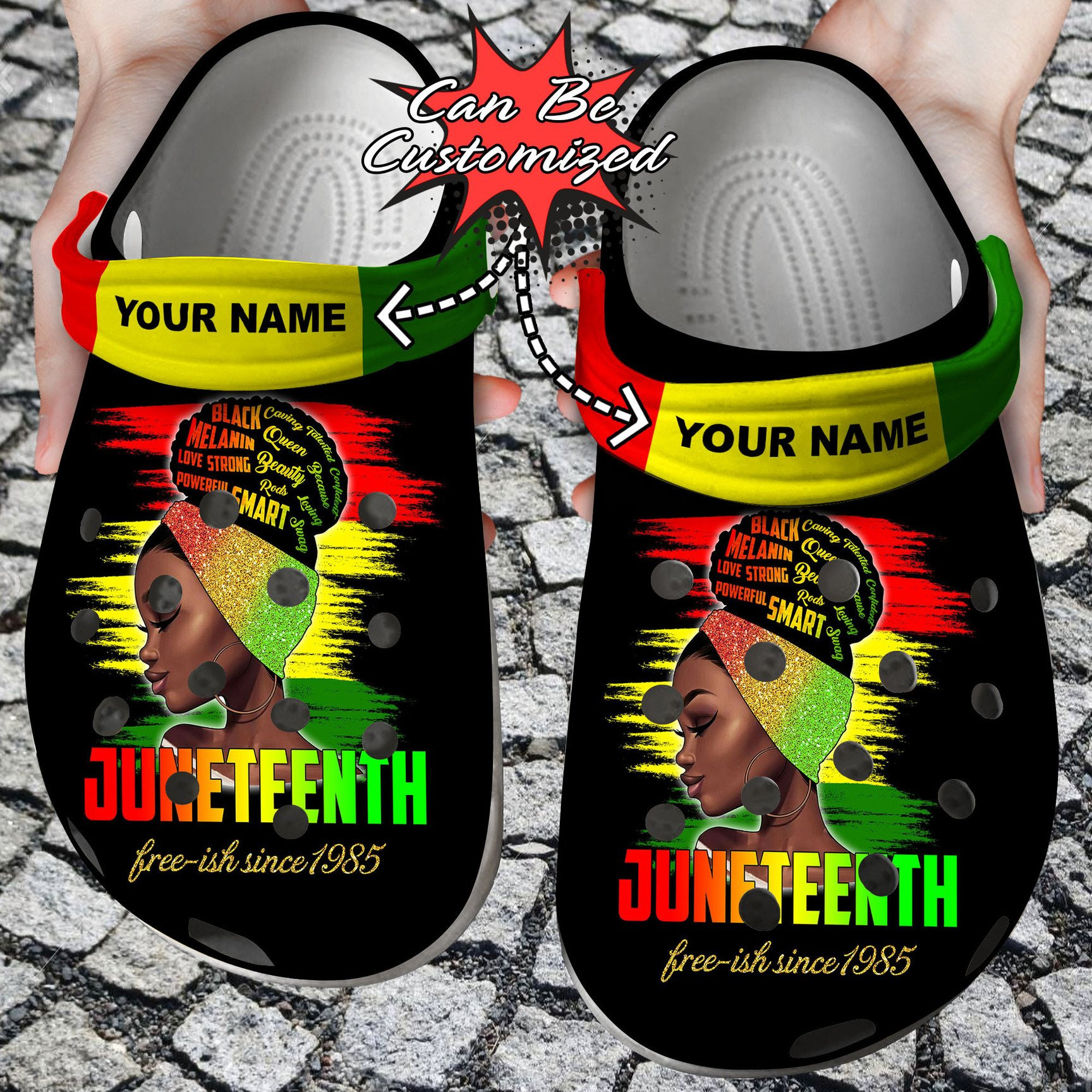 Personalized Black Queen Girl Juneteenth Freedom Day Free Custom Crocs