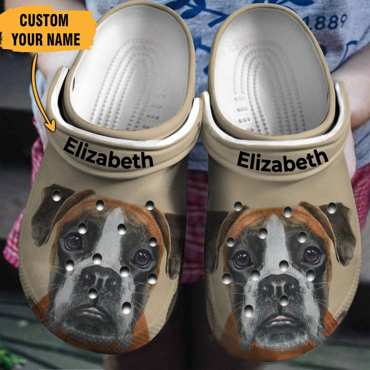 Personalized Boxer Face Crocs Classic Clogs Shoes