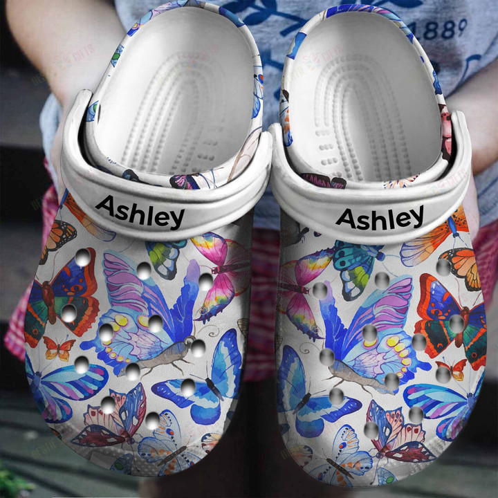 Personalized Butterfly Crocs Classic Clogs Shoes