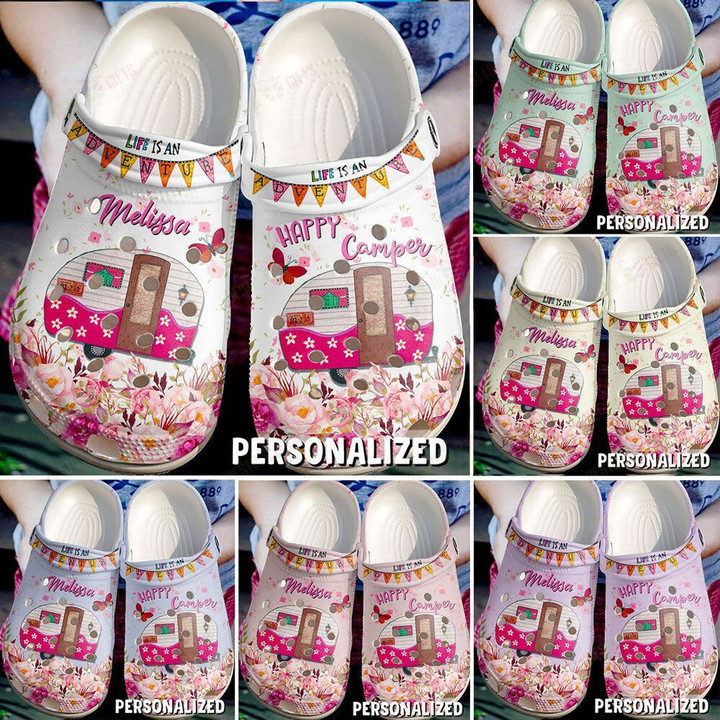 Personalized Camping And Happy Camper Crocs Classic Clogs Shoes