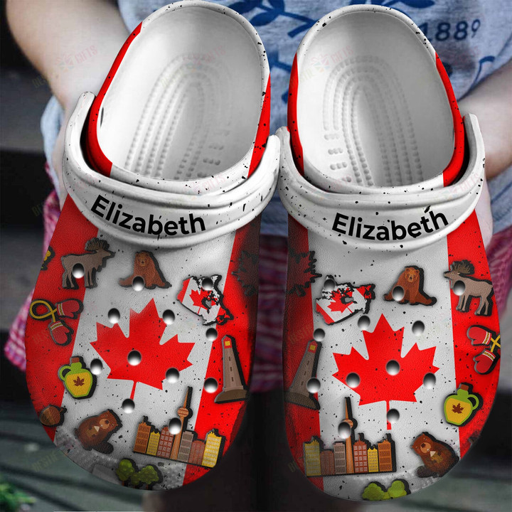 Personalized Canadian Flag Symbols Crocs Classic Clogs Shoes