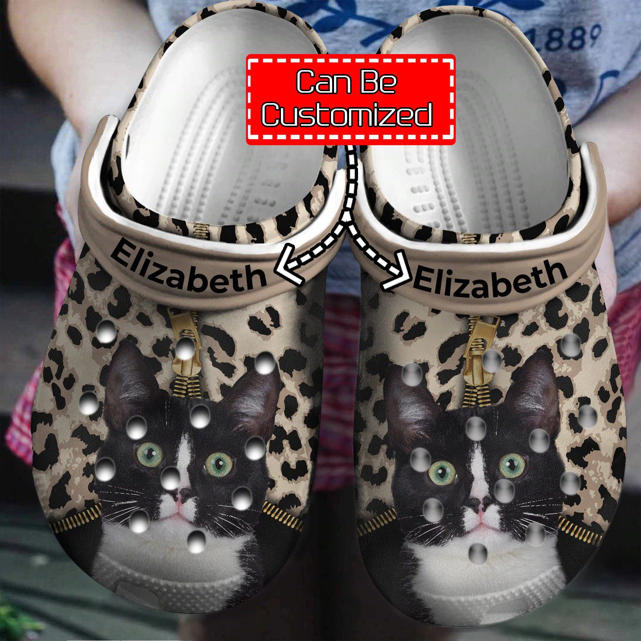 Personalized Cat Leopard Pattern Crocs Clog Shoes Animal Crocs