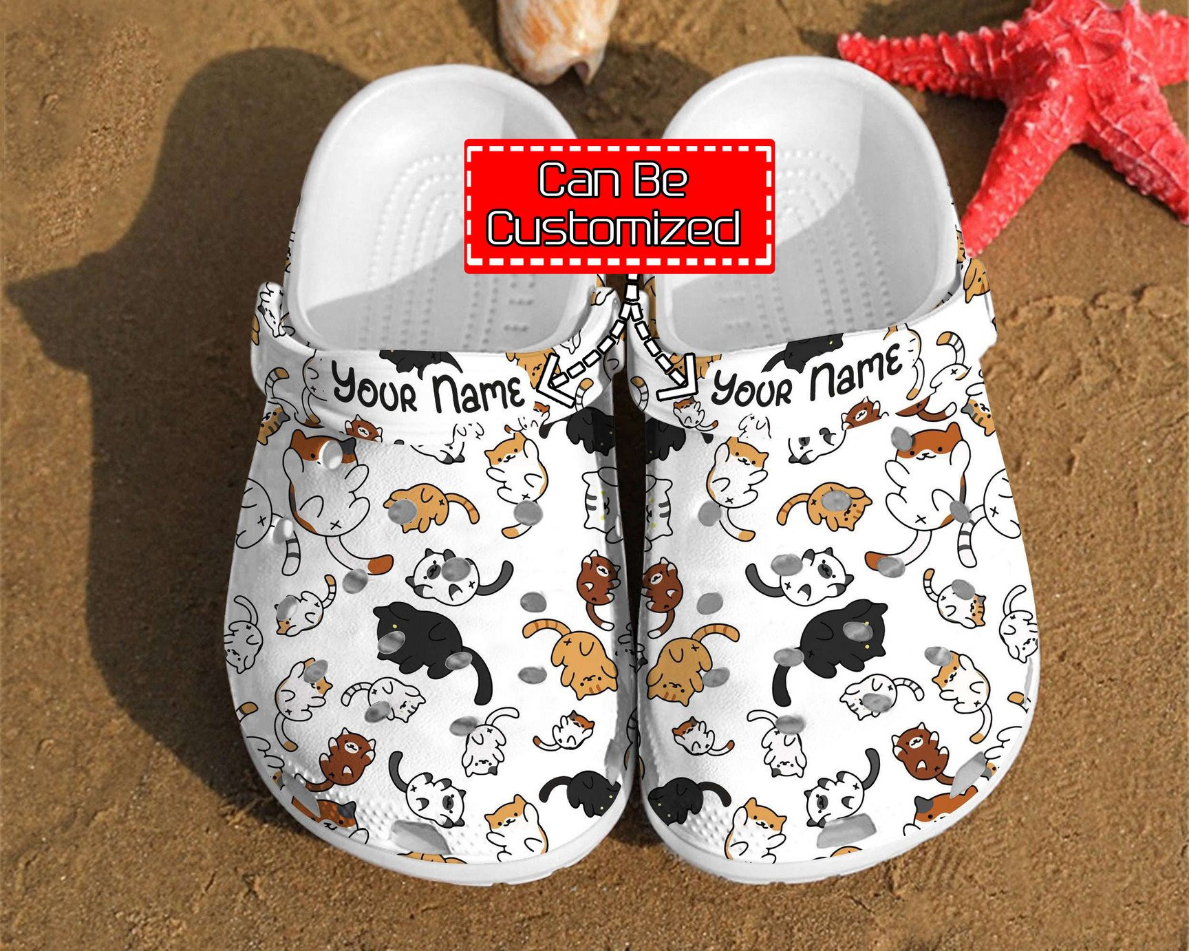 Personalized Cat Pattern Gift For Lovers Comfortable Summer Crocs Clog Shoes Animal Crocs
