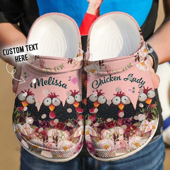 Personalized Chicken Lady Black Chicken Crocs Classic Clogs Shoes