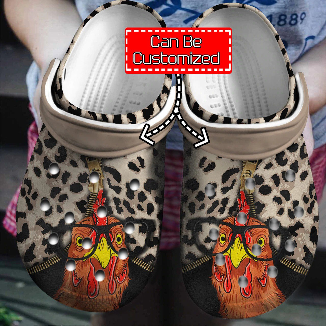 Personalized Chicken Leopard Pattern Crocs Clog Shoes Animal Crocs