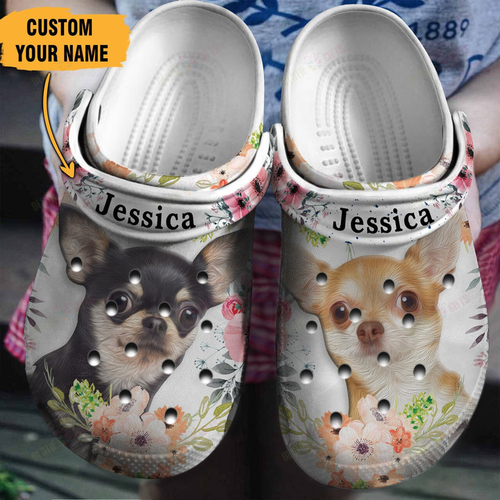 Personalized Chihuahua Flower Crocs Classic Clogs Shoes