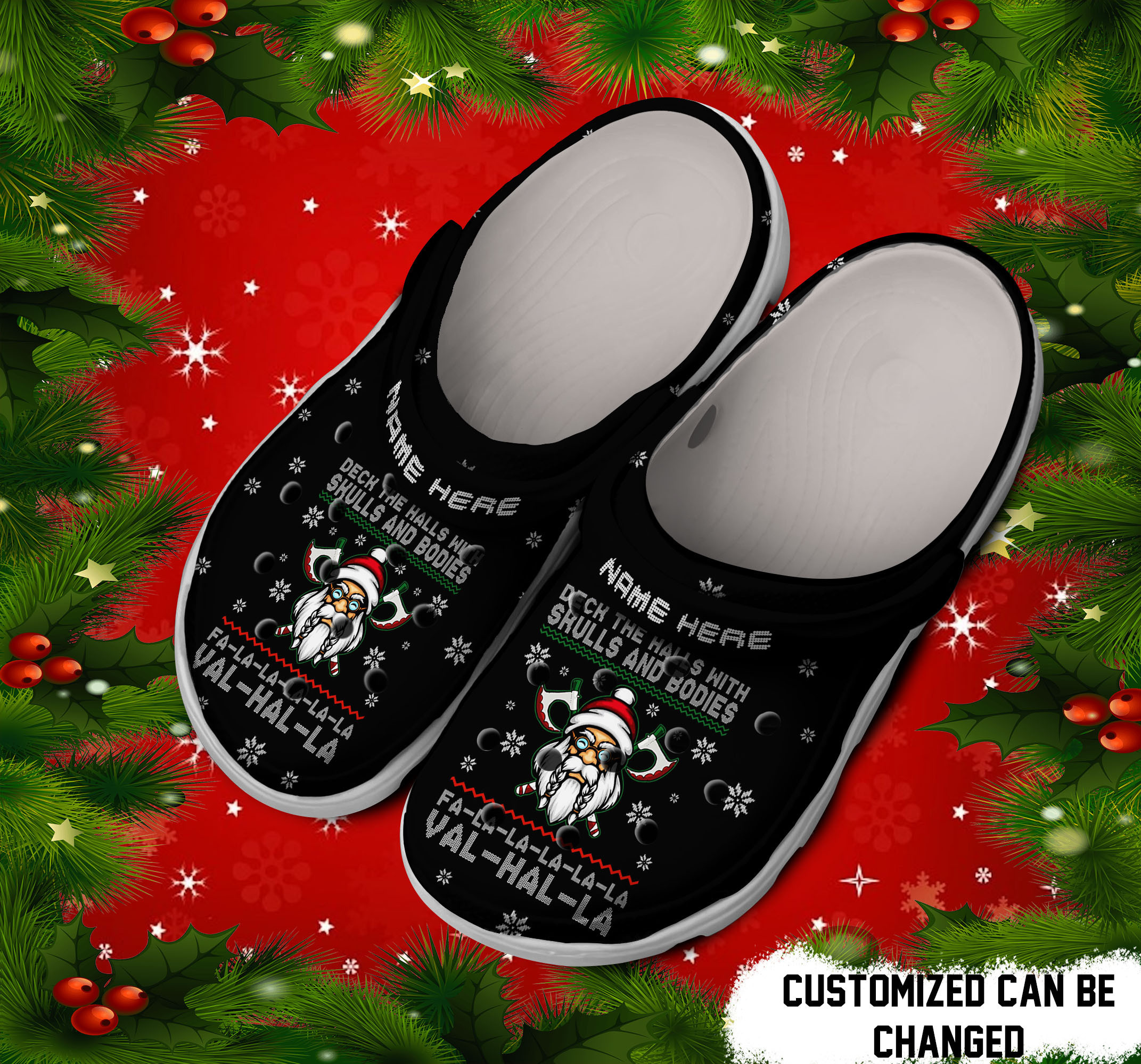 Personalized Christmas Deck The Halls With Skulls And Bodies Crocs Clog Shoes