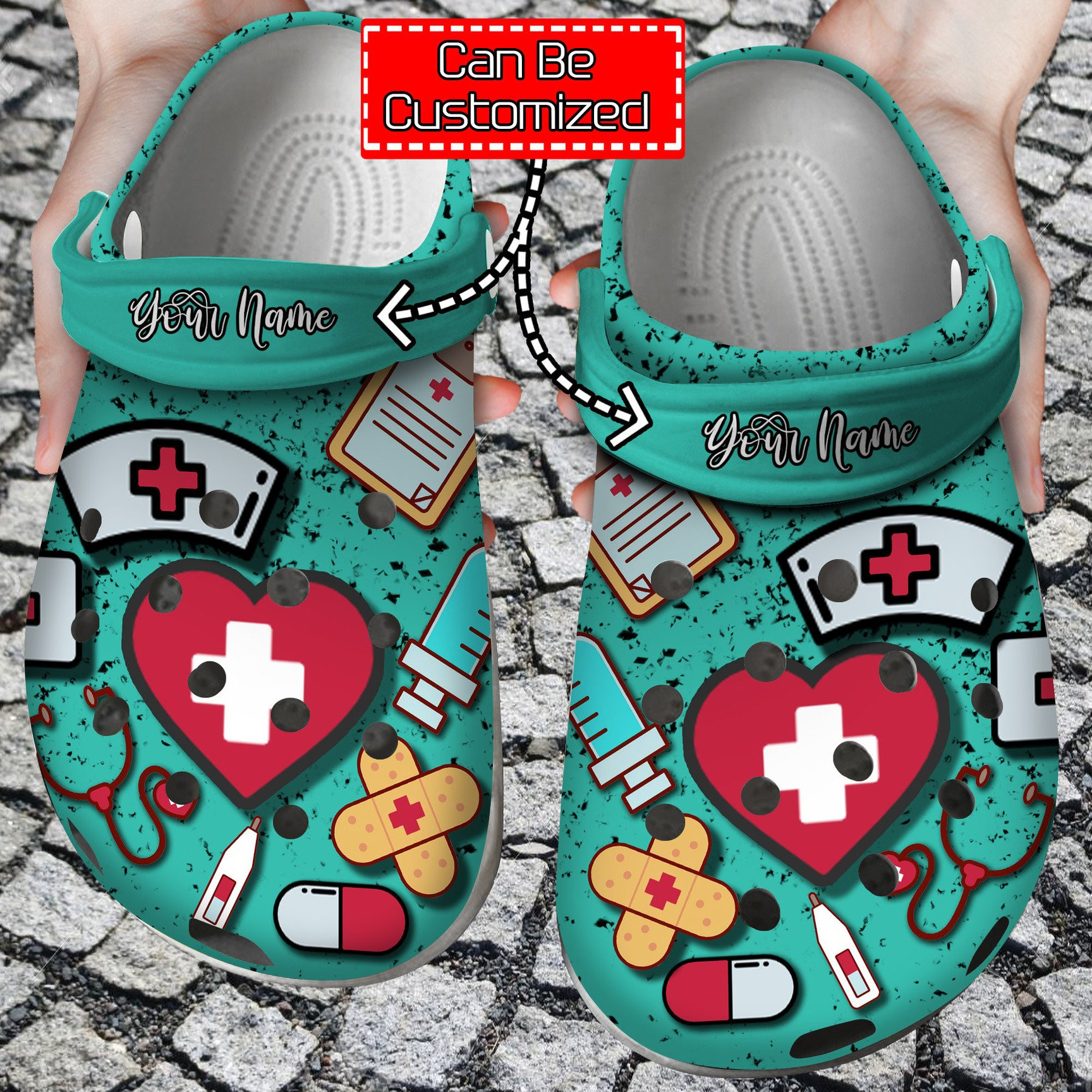 Personalized Clogs Shoes With Symbols Nurse Crocs