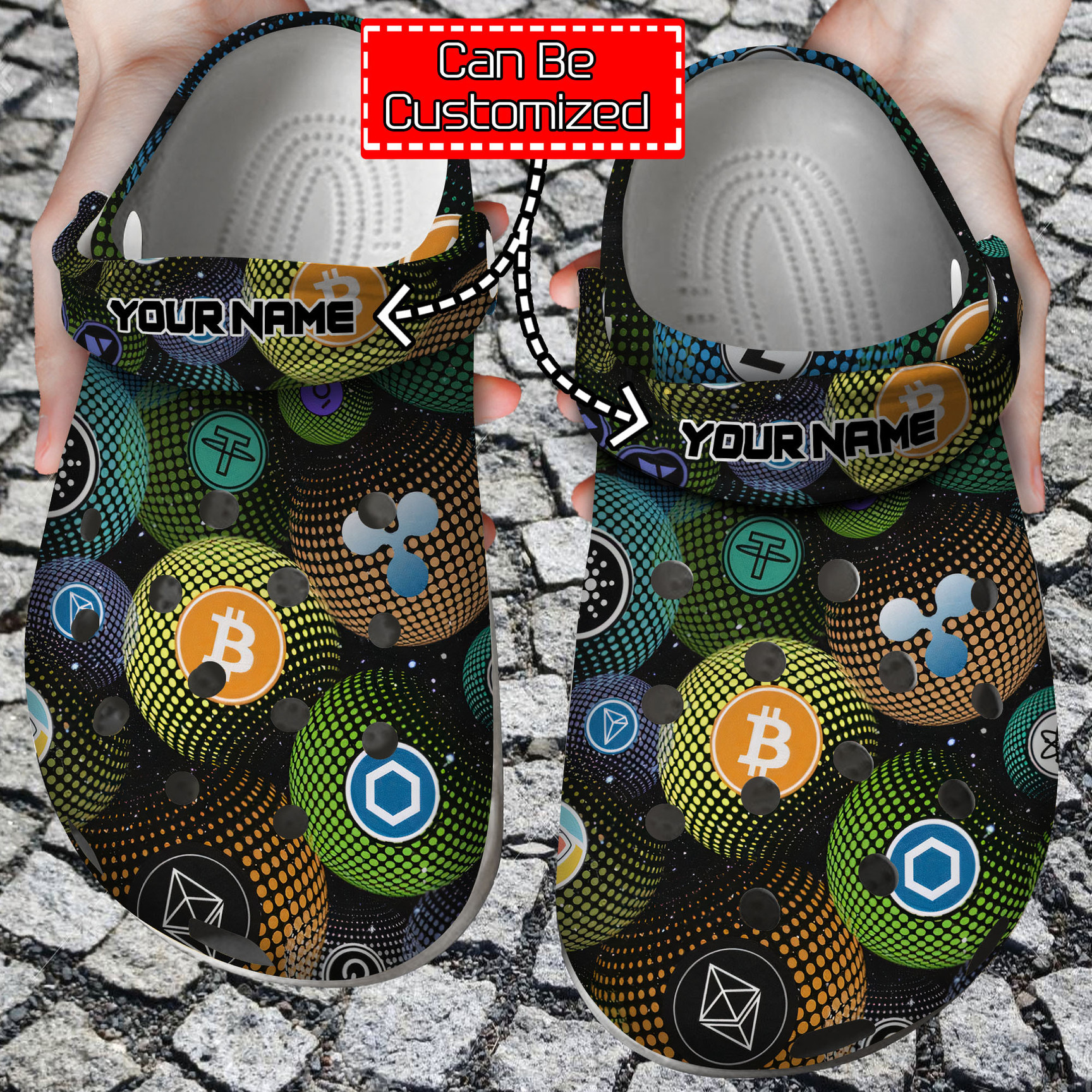 Personalized Colorful Crypto Logo Crocs Clog Shoes Crypto Crocs