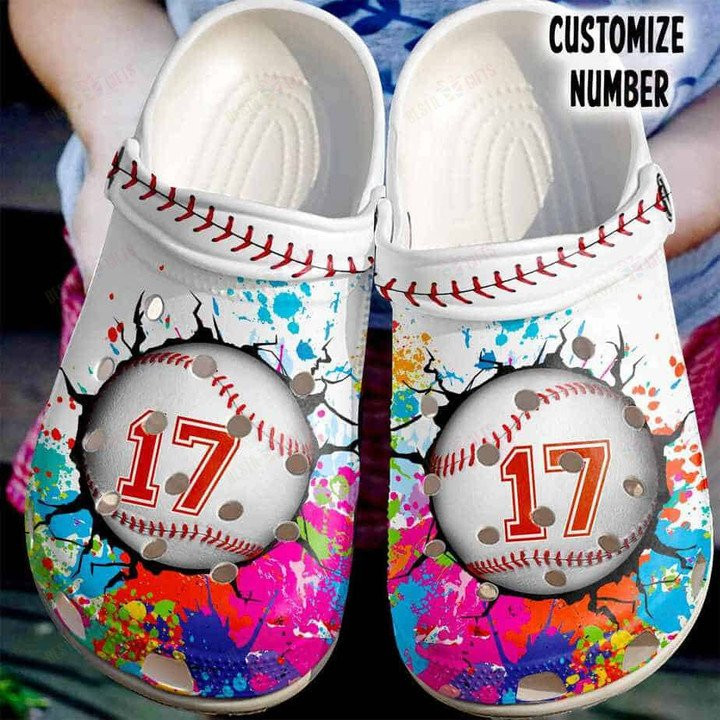 Personalized Colorful Paint Baseball Crocs Classic Clogs Shoes