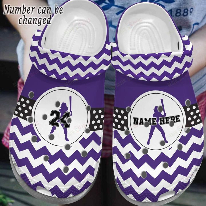 Personalized Colorful Softball Girl Crocs Classic Clogs Shoes