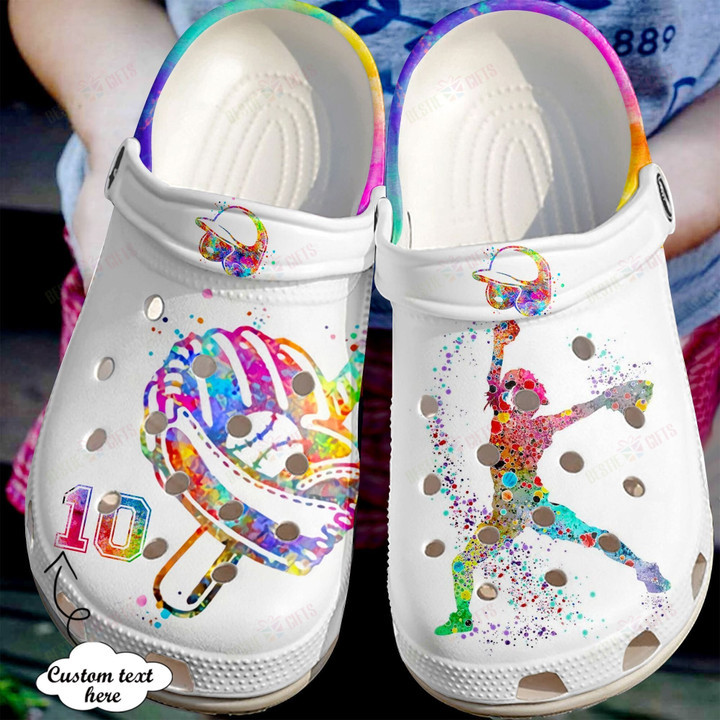 Personalized Colourful Softball Girl Crocs Classic Clogs Shoes
