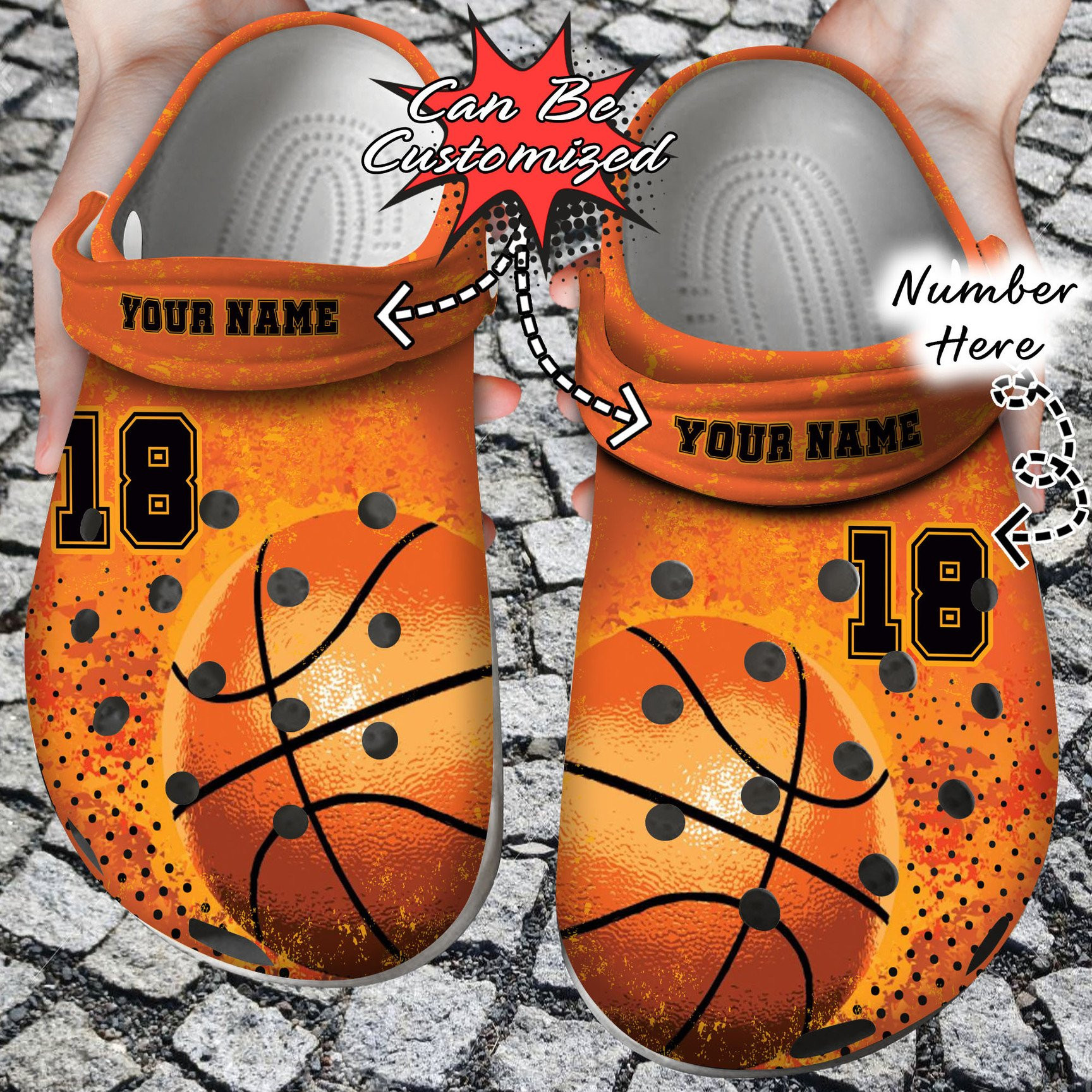 Personalized Cool Basketball Colors Crocs Clog Shoes Sport Crocs