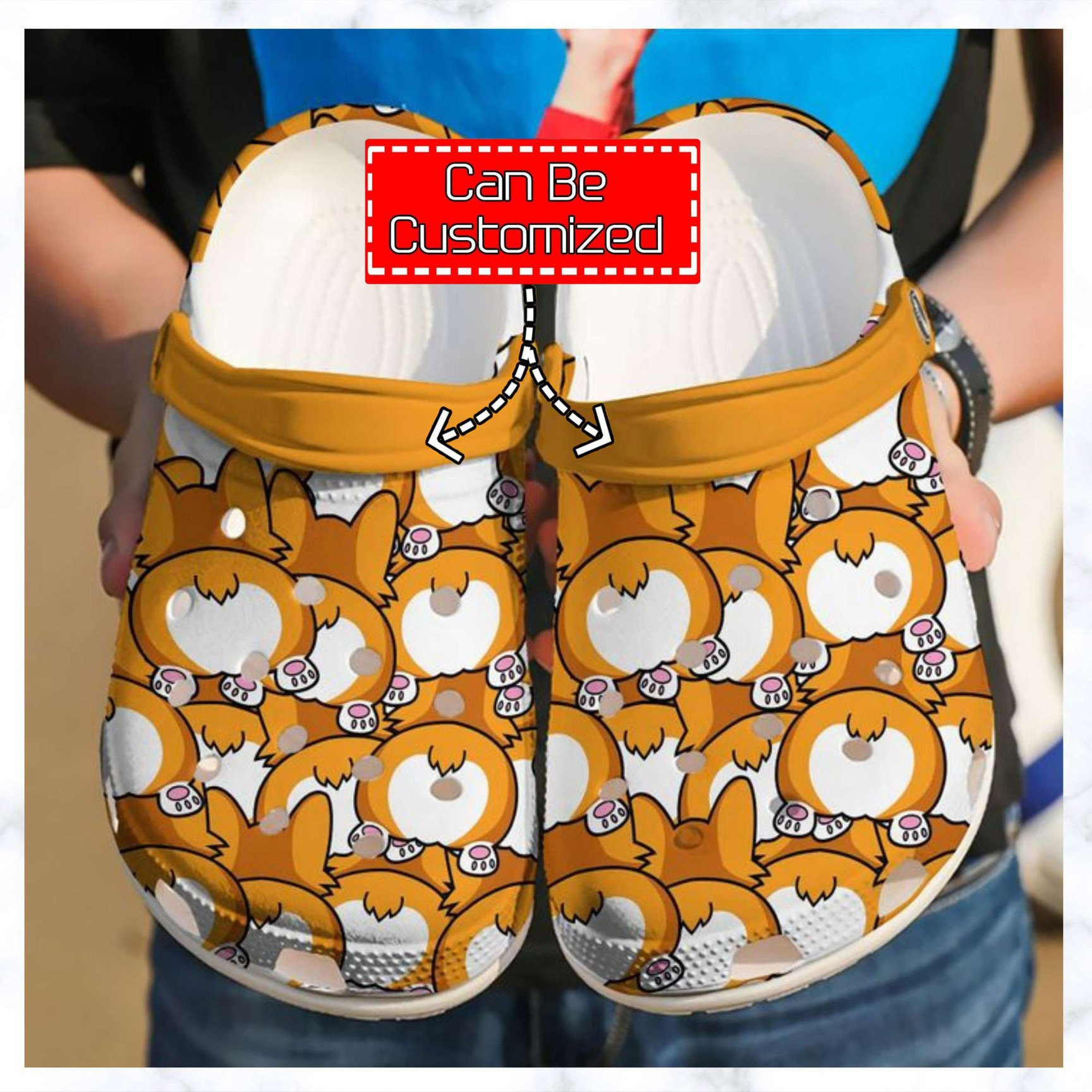 Personalized Corgi Butts Crocs Clog Shoes Dog Crocs