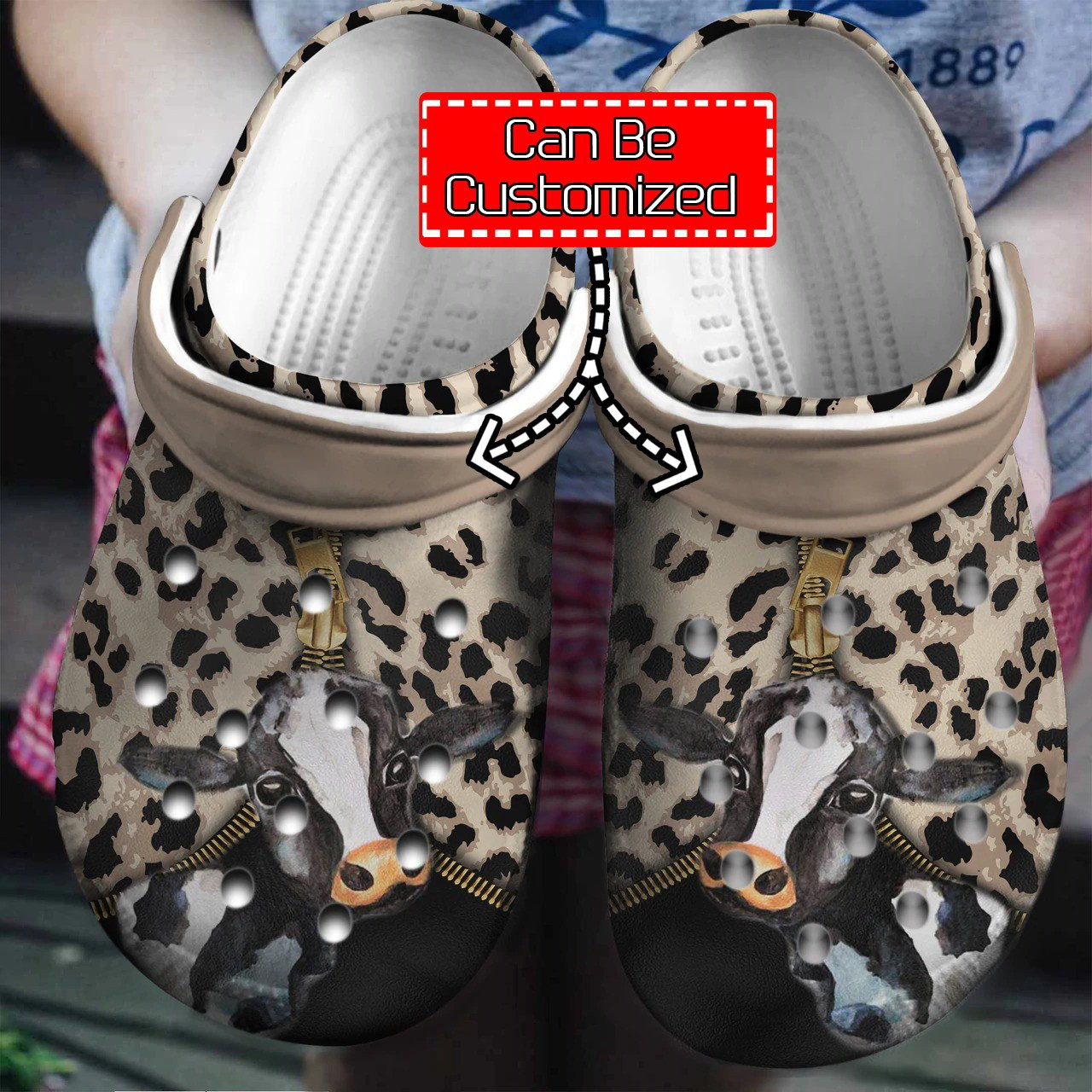 Personalized Cow Leopard Pattern Crocs Clog Shoes Animal Crocs
